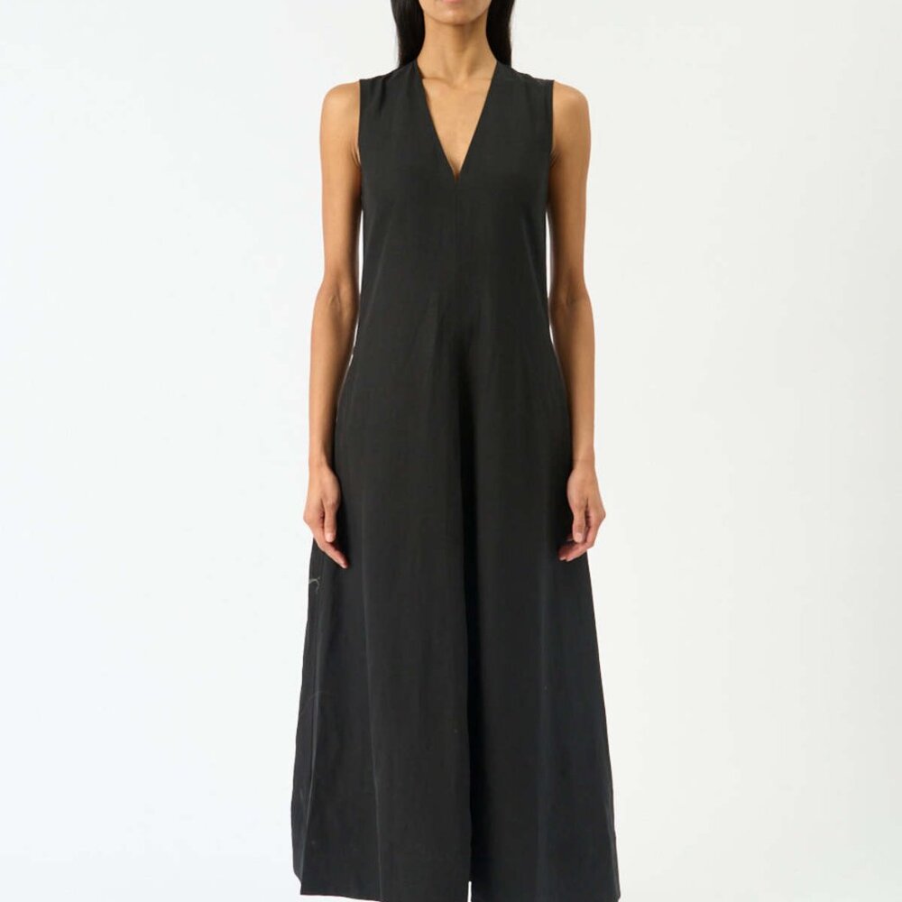 Totême Fluid V-Neck Dress sz 34 (pockets!) Black